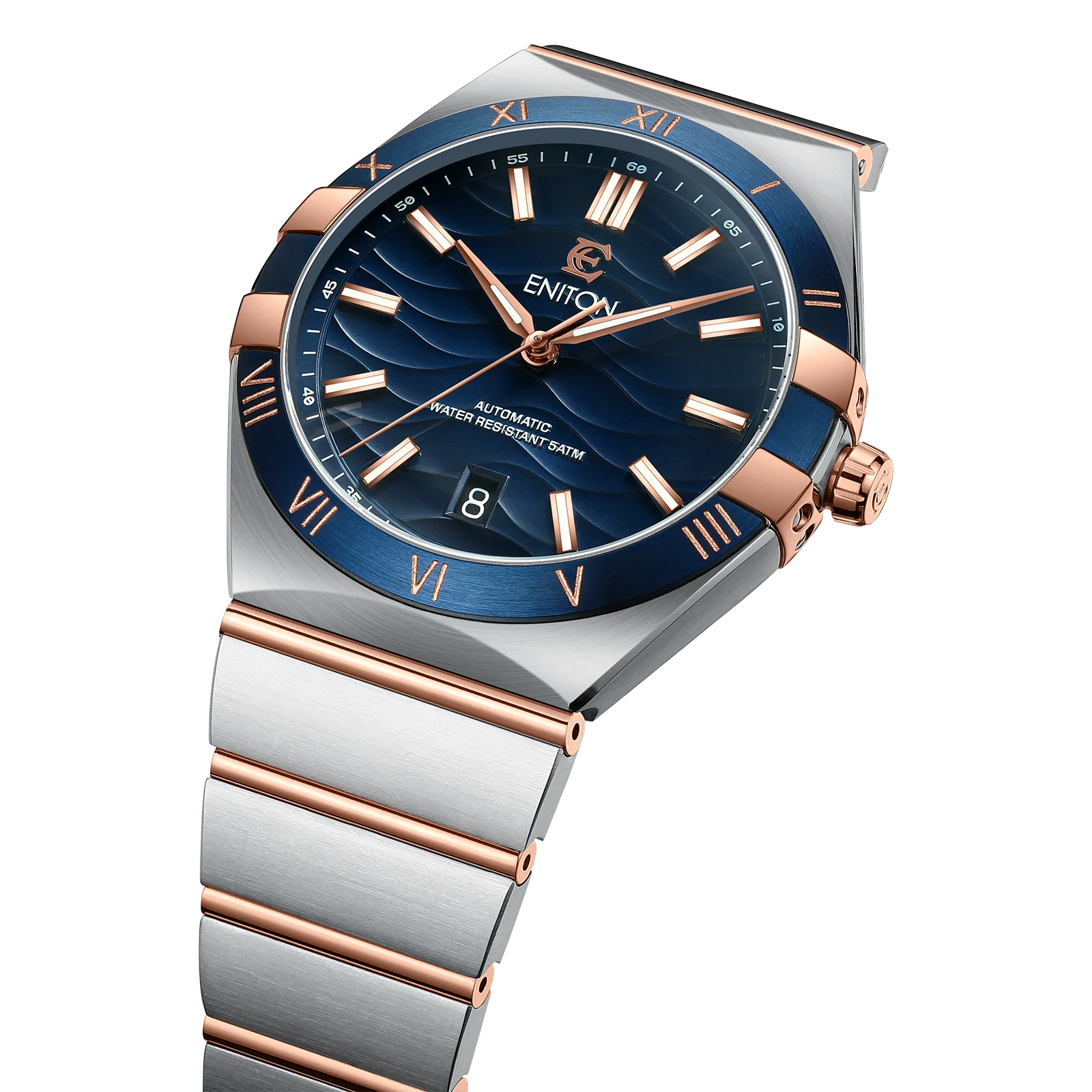 

ENITON 40mm high-quality 316L stainless steel circular case calendar display rose gold night light business luxury watch for men