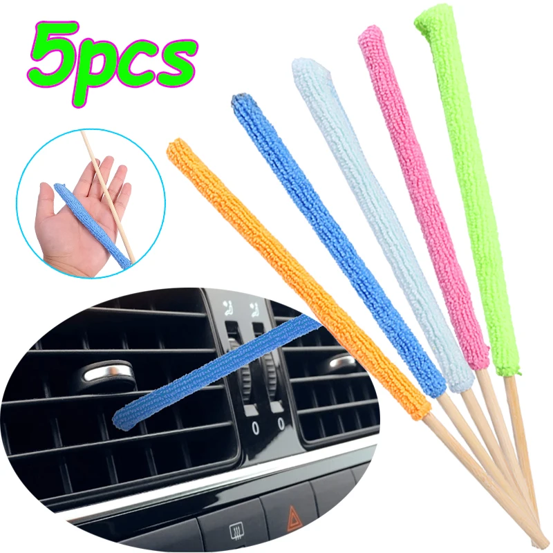 Universal Car Long Handle Detachable Cleaning Brush Air Conditioner Vent Blinds Microfibre Soft Cloth Brush Car Cleaning Tools