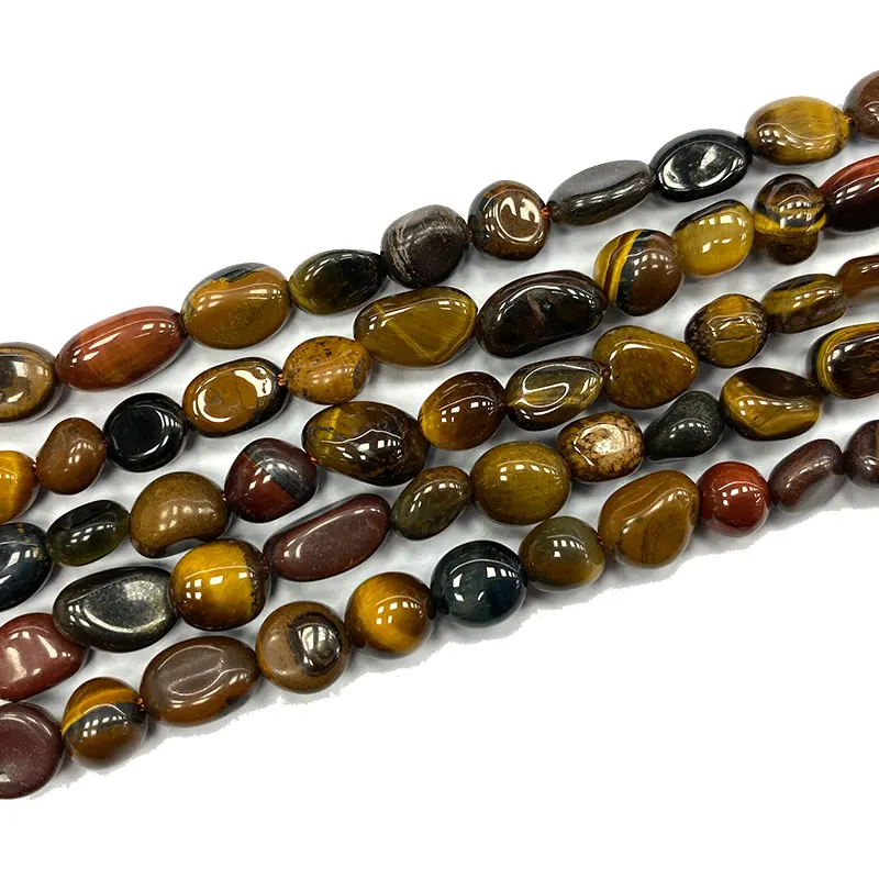 Fine Natural Gemstone 3 Color Tiger Eye 5-8mm Irregular Stone Beads Diy Women Bracelet Necklace for Jewelry Making Charms 15''