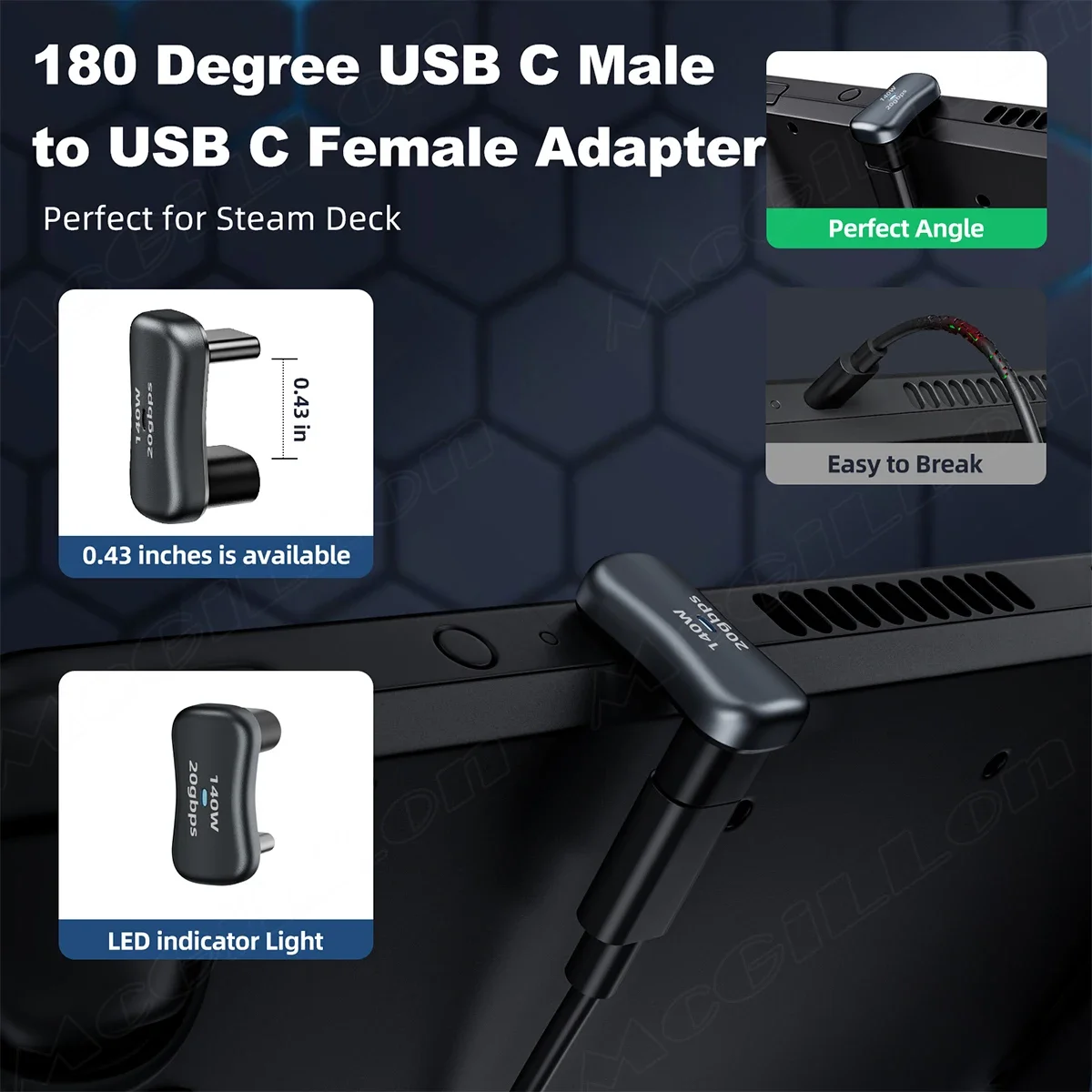 U Shape USB Type C Adapter 140W Fast Charging Adaptador Otg Data Transfer USB C Connector For Phone Ipad Tablet Cabo Usb Tipo C