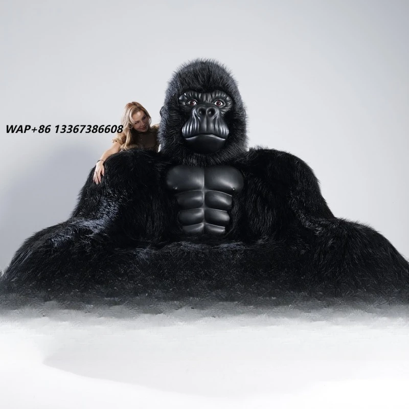 Luxury display 2.5 meters giant animal theme custom cartoon inflatable gorilla sofa adult new plush gorilla sofa life