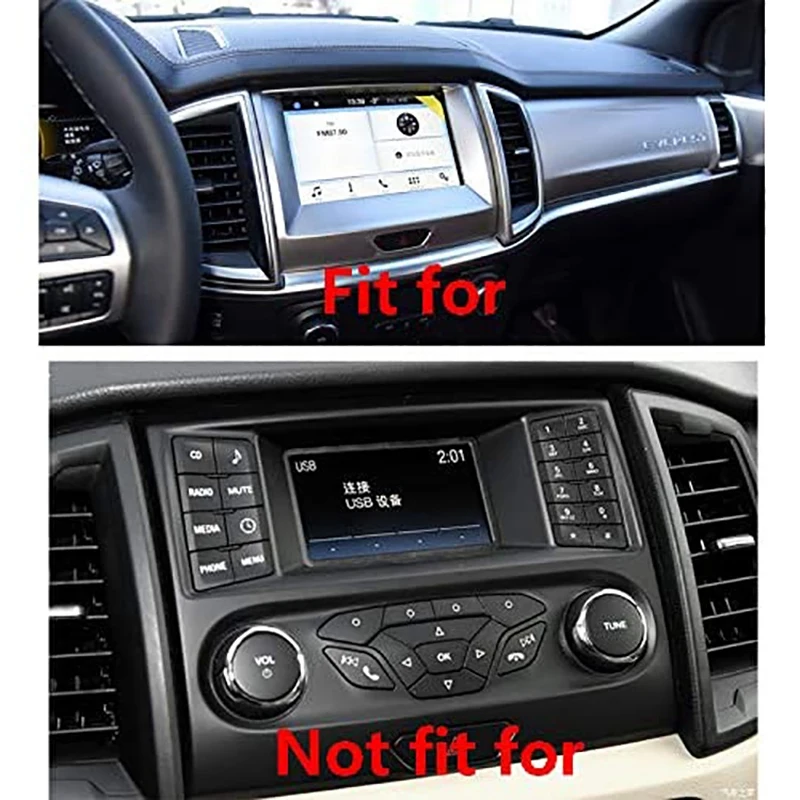 A21F-For Ford Ranger Everest Endeavor 2015+ Carbon Fiber Inner Center Navigation Cover Trim Frame Decorator Car Accessories