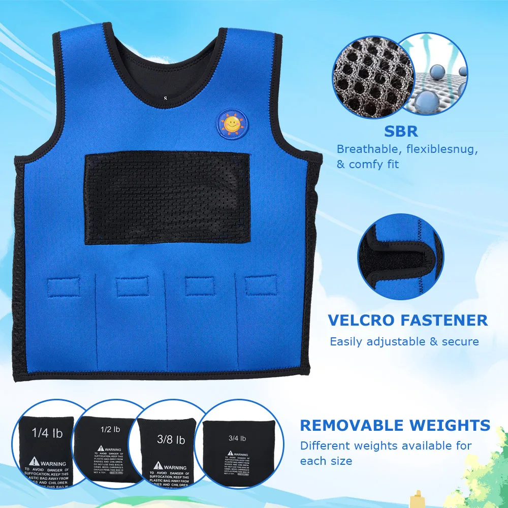 Sensory Weighted Vest for Kids for Autism Hyperactivity Mood Processing Disorders Children Breathable Comfort Compression Vest