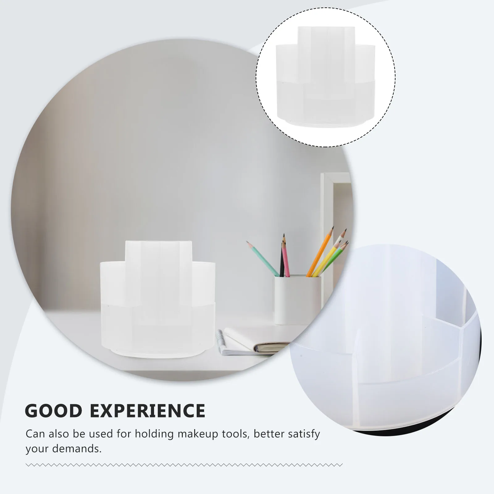 

Holder Rotating Pen Pencil Multi-purpose Makeup Organizer Countertop Desk Pp Stationery