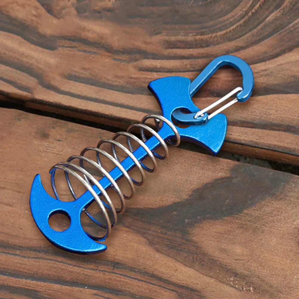 5-1pcs Fishbone Ground Nail Outdoor Camping Spiral Shaped Fish Bone Deck Carabiner Wind Rope Buckles Tent Stakes Hook Board Peg