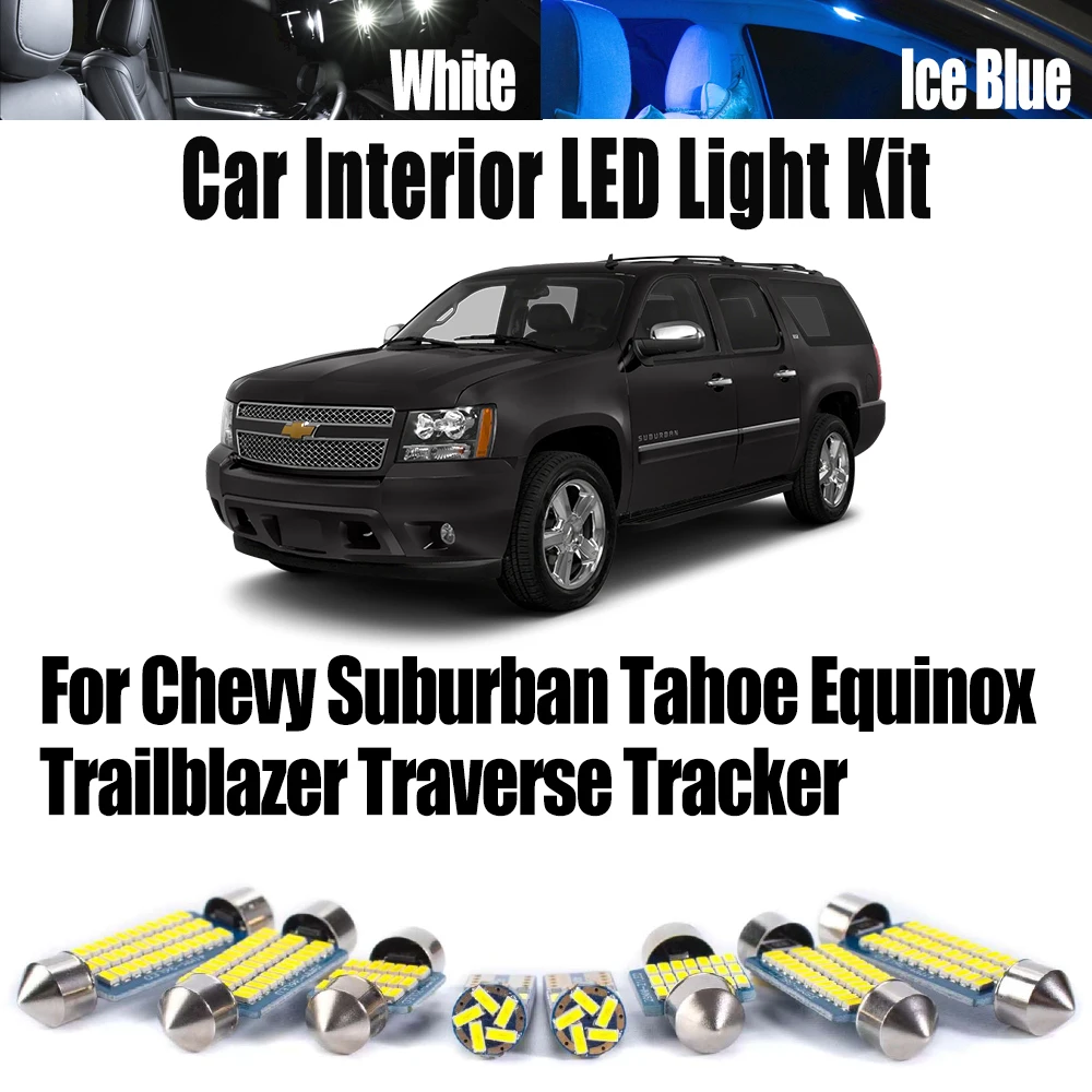 Kit de luz LED de techo Interior para Chevrolet Chevy Suburban Tahoe Equinox Trailblazer Traverse Tracker Canbus iluminación de coche