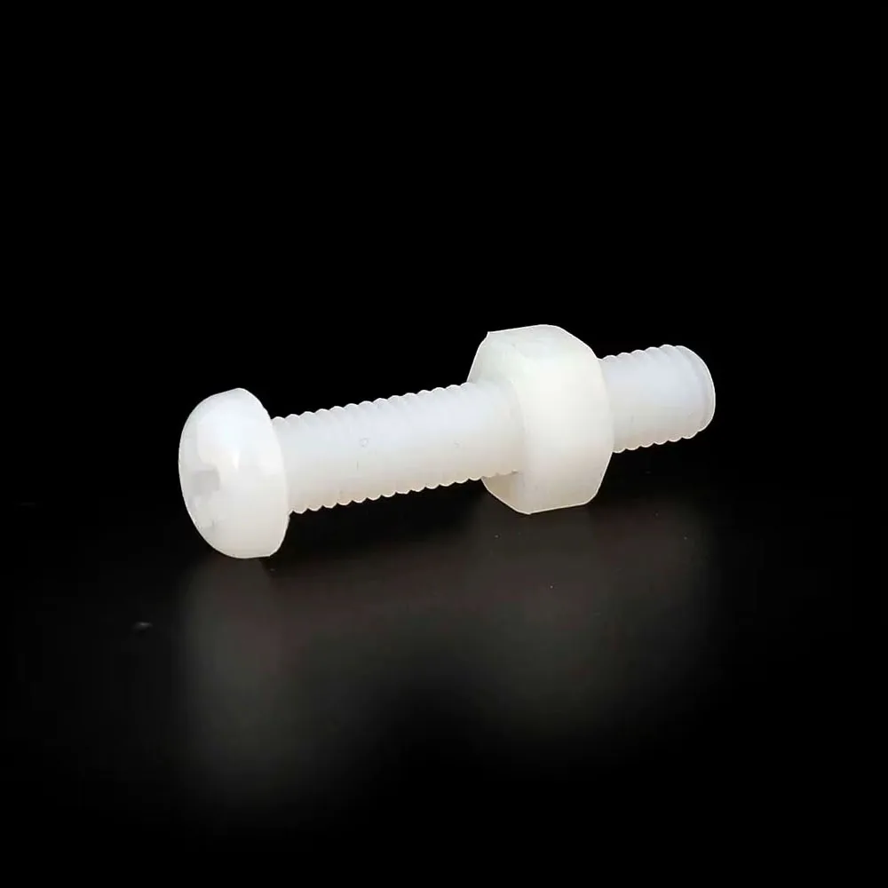 White Nylon Screw Nut Set M2 M2.5 M3 M4 M5 M6 M8 Round Head Cross Phillips Bolt Plastic Insulated Screw