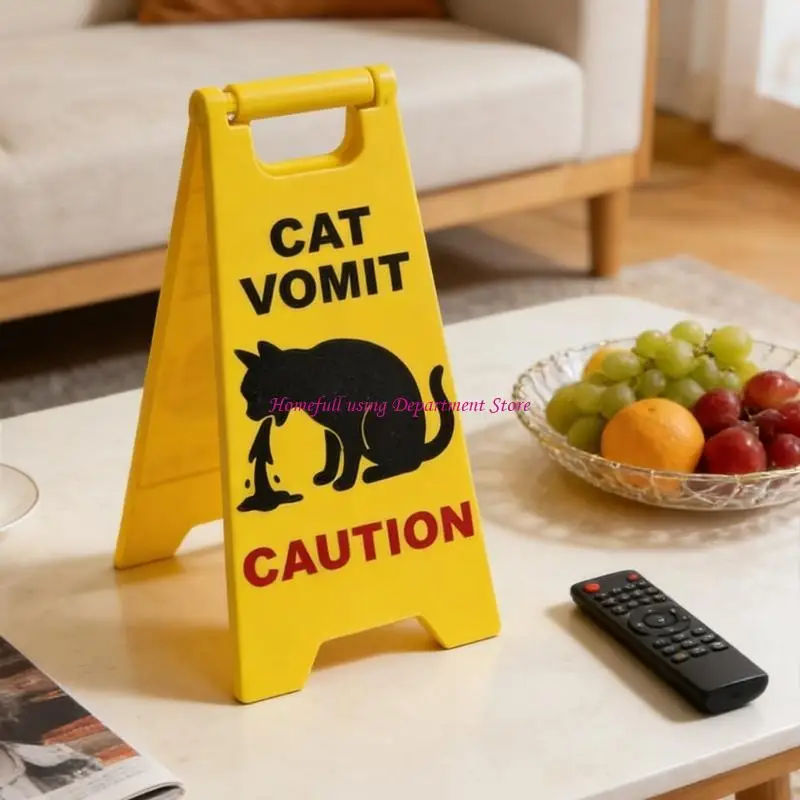  Funny Cats Vomit Caution Sign Humorous Desk Sign Gift for Cats Lover Cats Themed Home Office Decors Cats Vomits Warning Sign