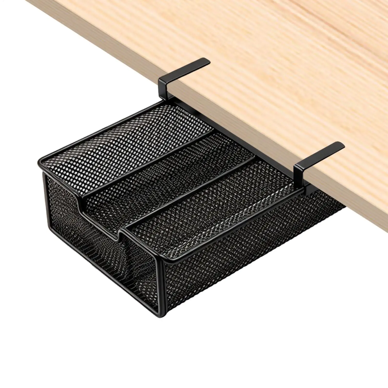 Under Table Drawer Metal No-Drill Organizer With Compartments Sliding Out Drawer Under Desk Drawer for Home Office