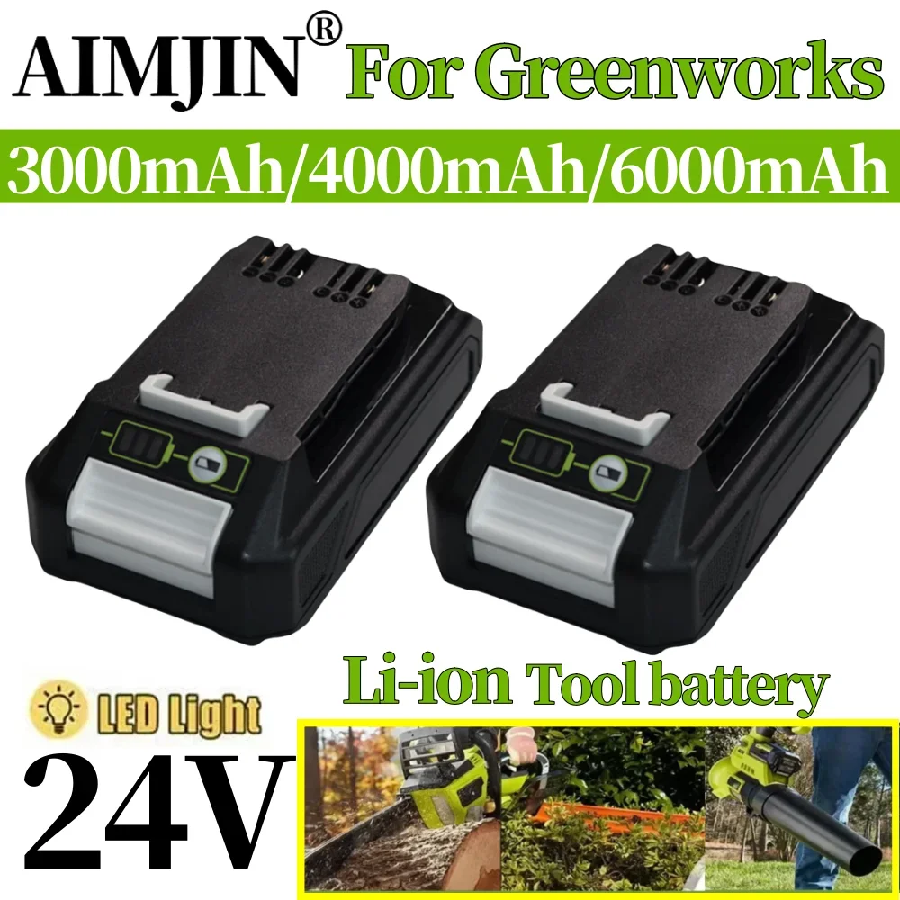 24V 3.0Ah/4.0Ah/6.0Ah Li-ion Replacement Battery G24B2 for Greenworks ALL devices of 24V tools 29842 29852 BAG708 29322 21342