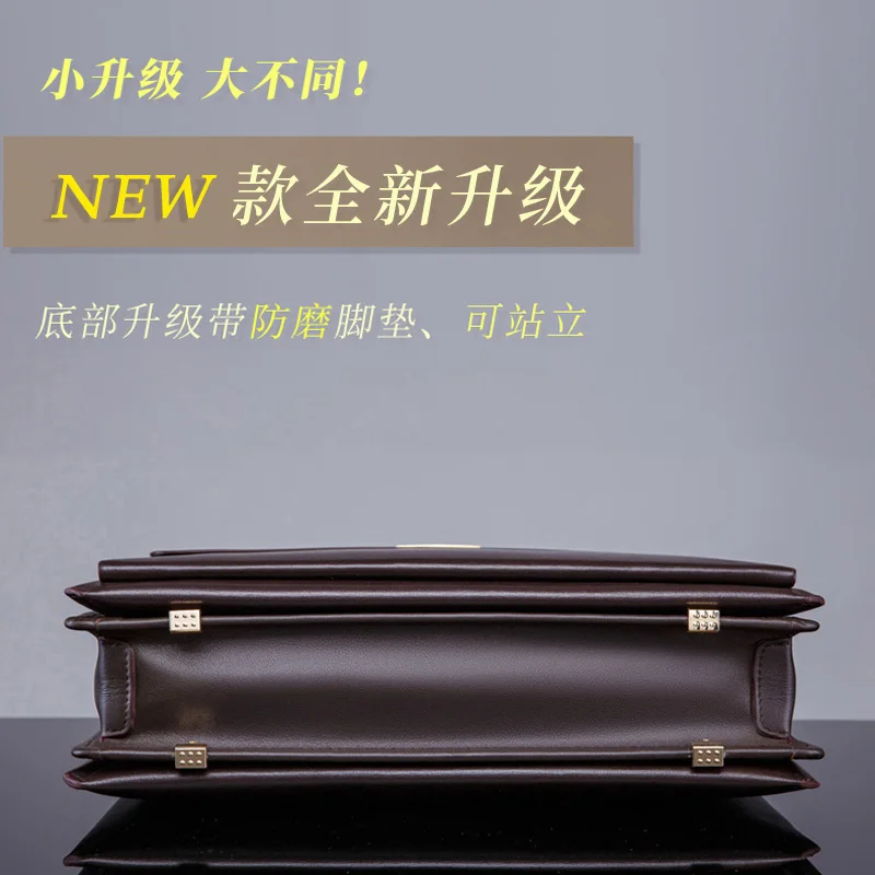 Large Capacity Business Handbag Men\'s Bag Briefcase Men\'s Multi-Layer Cattle Leather Bag Portfolio Lawyer Bag Men\'s Briefcase