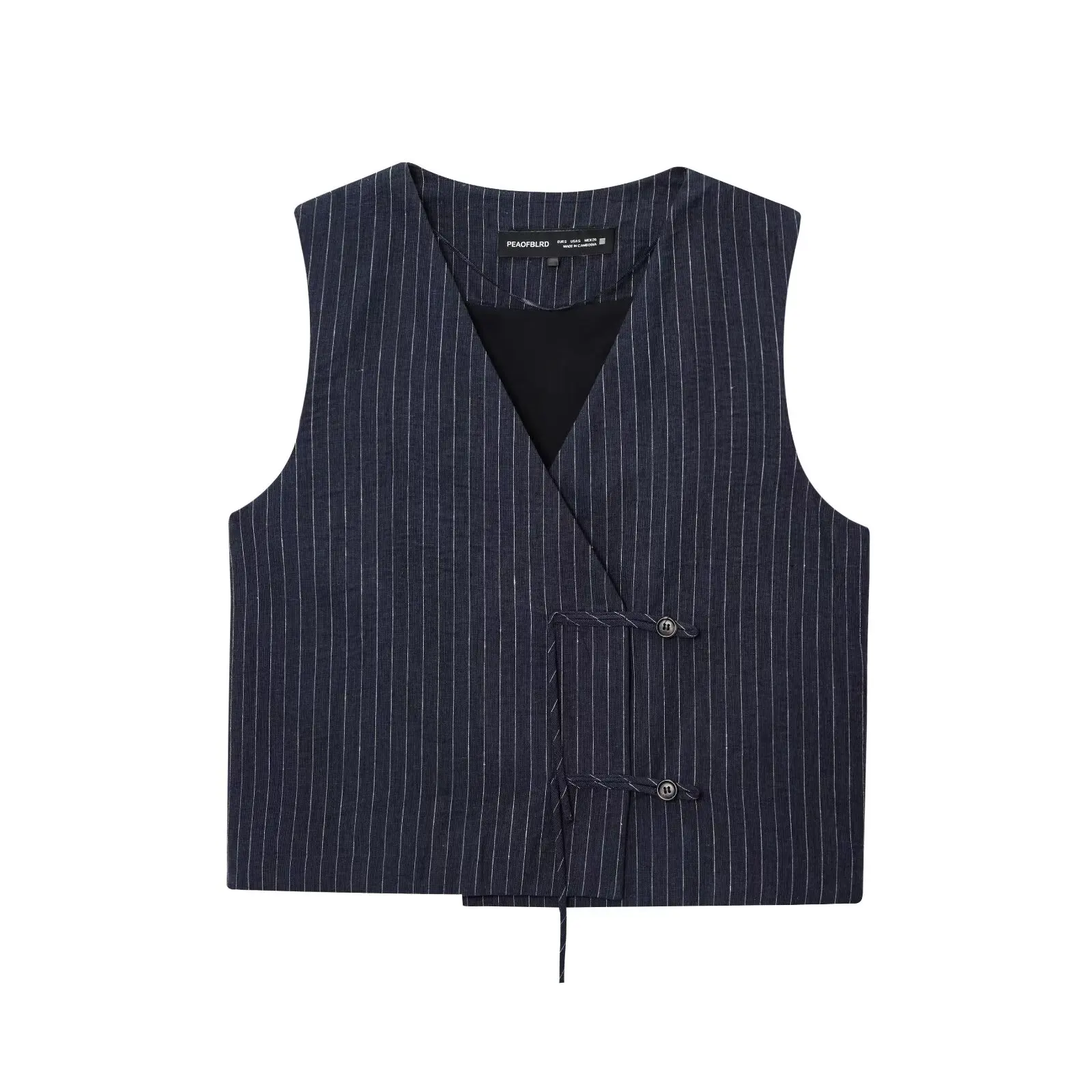 BSAY chaleco pantalones de pierna ancha 2025 otoño nuevo conjunto de dos piezas chaleco con botones a rayas simple o versión de globo pantalones casuales a rayas