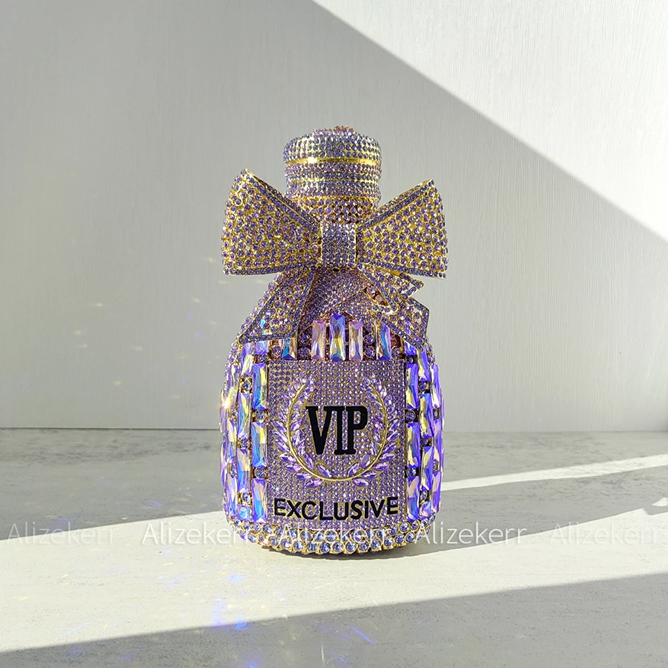 Alizekerr Champagne Bottle Shaped Crystal Clutch 3