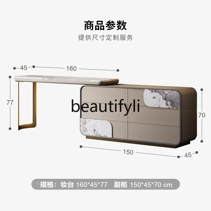 Light luxury dresser custom marble premium villa large flat solid wood bedside chest desk2936