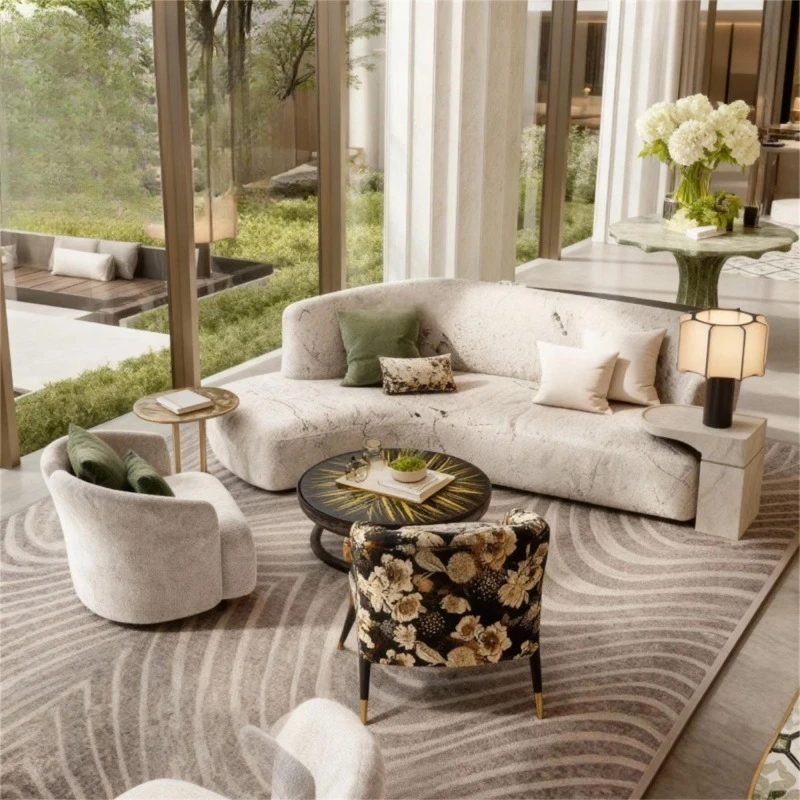 Curved sofa Modern simple hotel lobby Clubhouse Beauty salon Rest area Reception booth