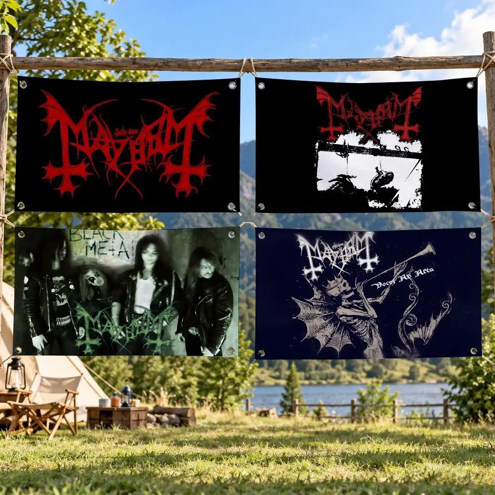 Metal Band M-Mayhem Flags Soft Skin-friendly Durable Tapestry Outdoor Party Home Living Room Bedroom Decoration