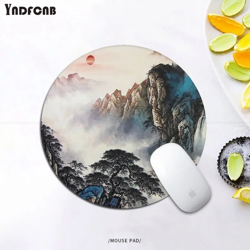 Chinese Ink Style 20x20cm Round Desktop Desk Mat Kawaii Gaming Accessories Students Writing Pad Mouse Pad Padmouse Desk