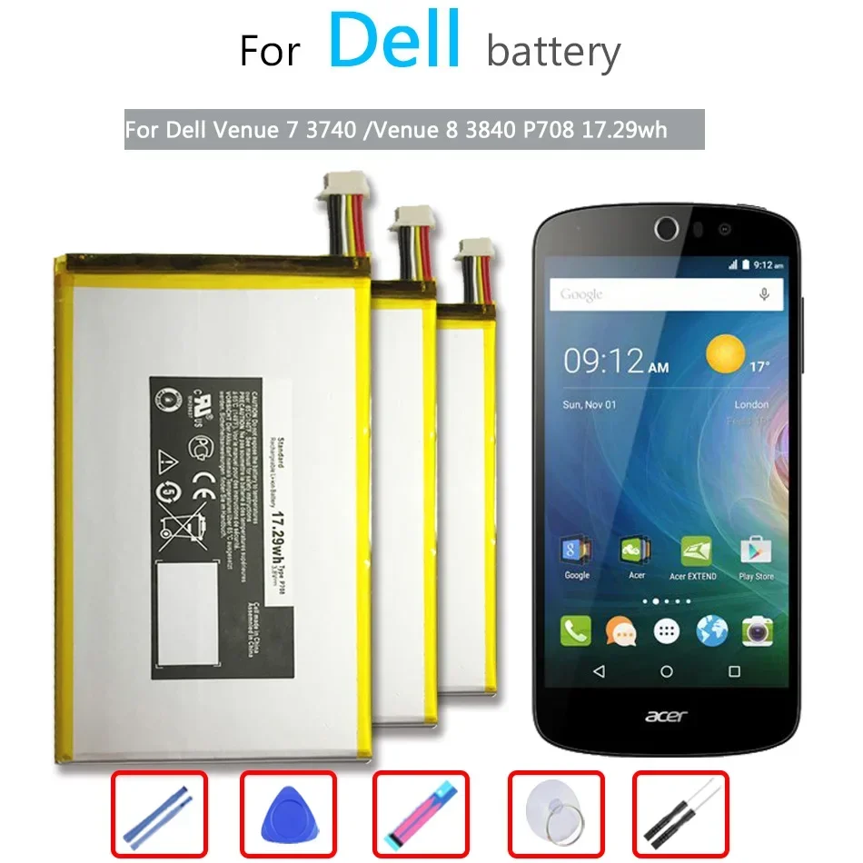 Tablet Battery For Dell Venue 7 3740 /Venue 8 3840 P708 17.29wh