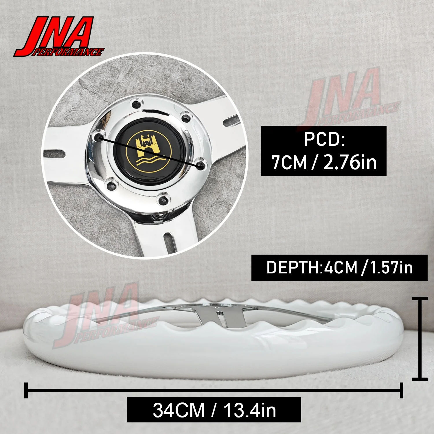 طبق مسطح خمر الأبيض ABS عجلة القيادة العالمي سيارة رياضية ضبط عجلة القيادة PC-ST06