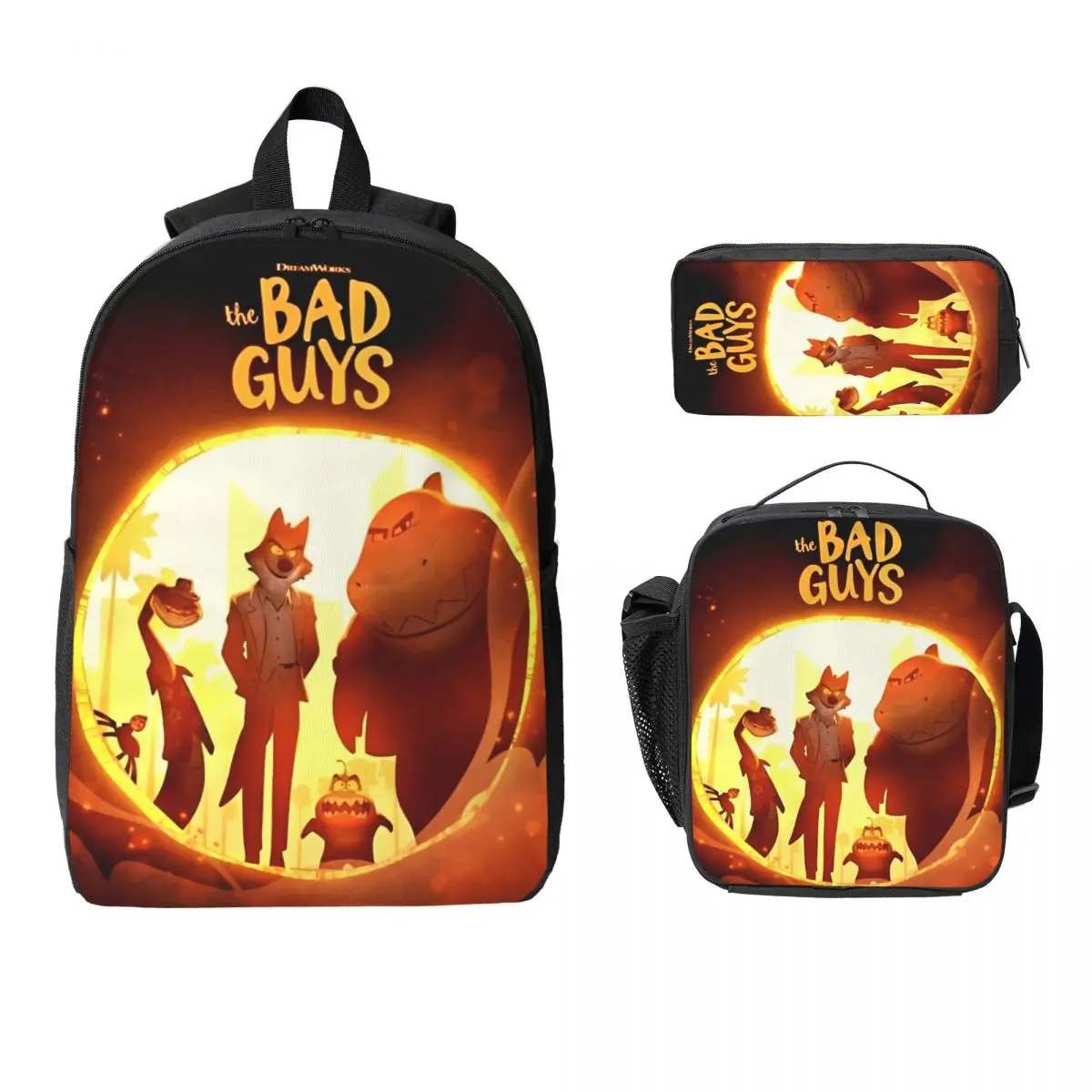 

The Bad Guys 2025 Новый детский рюкзак из аниме-фильма, ланч-бокс, сумки для ручек для мальчиков и девочек, рюкзаки для детского сада, школьная сумка, набор книг