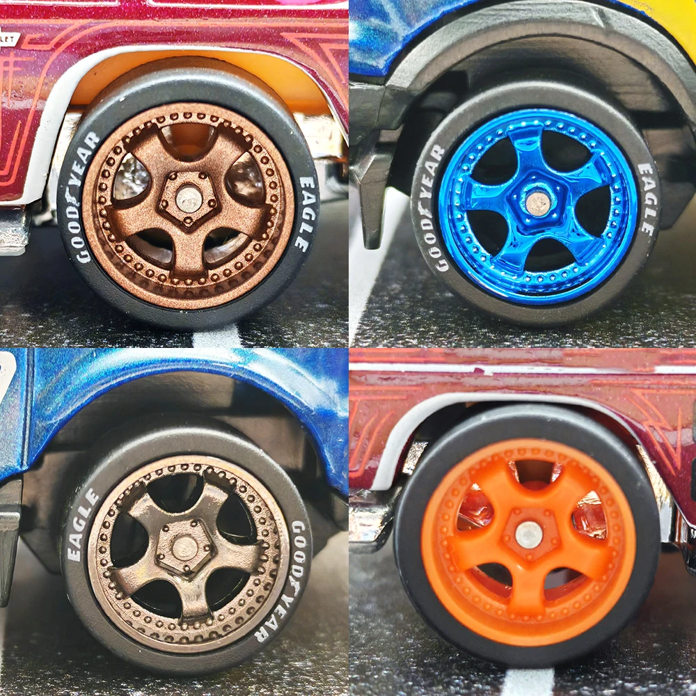 عجلات 1/64 مع إطارات مطاطية قابلة للفصل، خمسة أحدث 12.7 مم لأجزاء تجديد السيارات النموذجية للعجلات الساخنة (5 مجموعات لـ 5 سيارات) #3