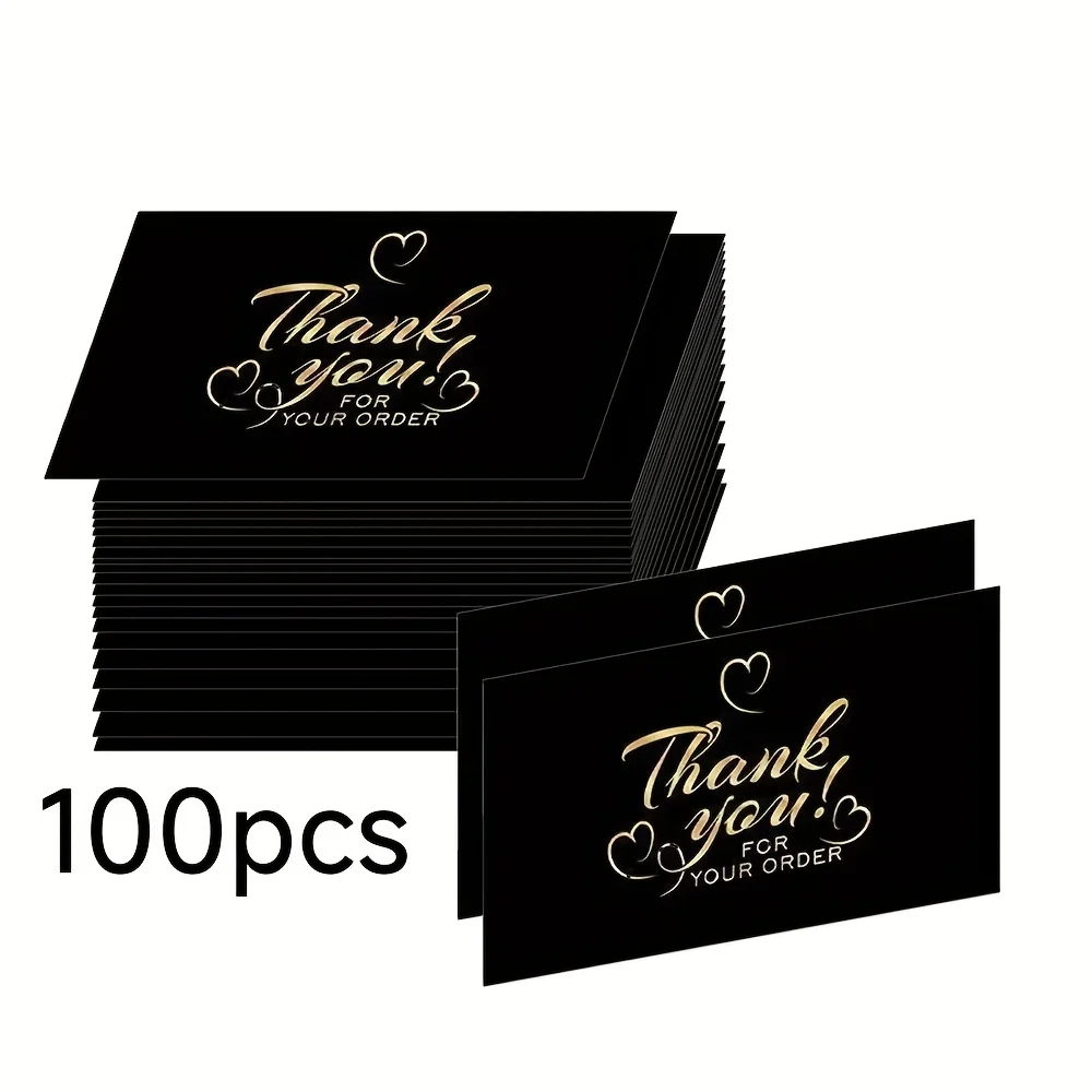 100PCS Creative Black Thank-you Cards for Gifts, Flowers, and Product Decorations