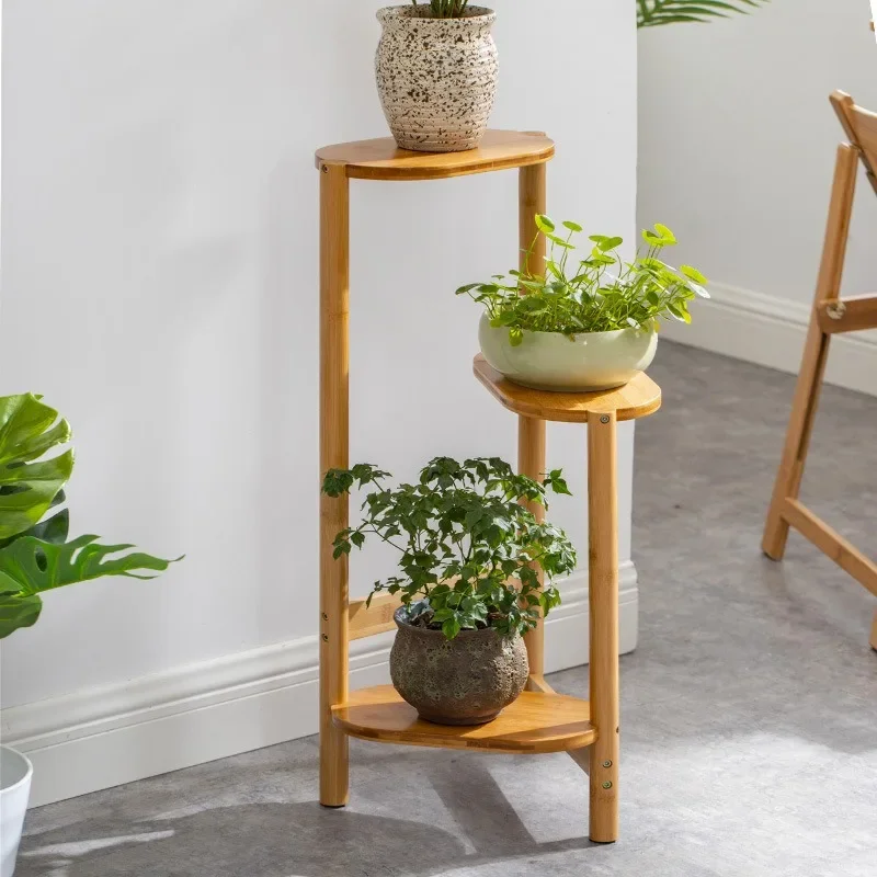 Balcony flower stand Solid wood multi-layer indoor floor succulent living room flower stand Green dill pot stand Shelf
