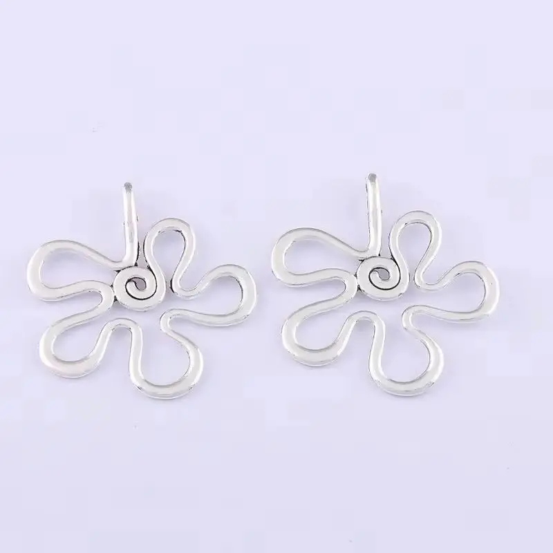 10 x Gold Color Large Hollow Open Simple Flower Earrings Charms Pendants for DIY Bracelet Jewelry Making Findings Accessories