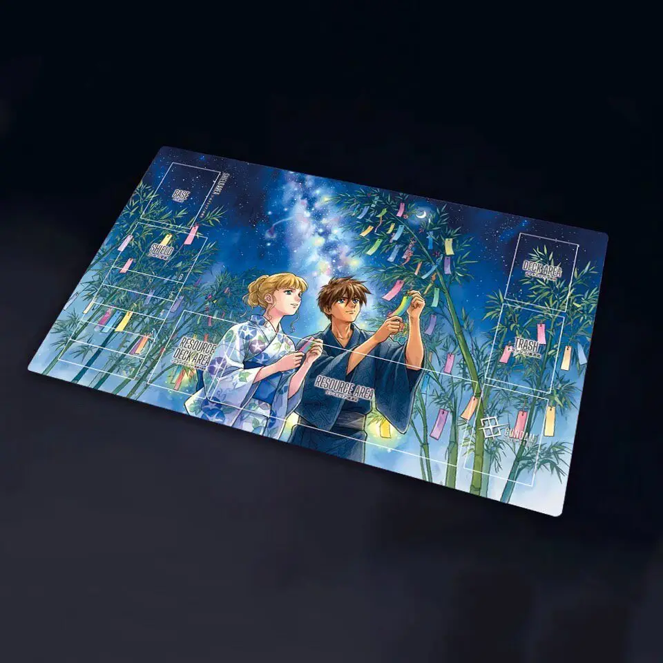 600x350mm Suitable for Gundam Heero Yuy Relena Darlian Face Flash Playmat 1.5MM Seamless Edge Single Rubber Board Game Card Pad