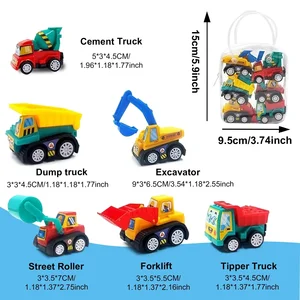 Mini Inertial Pull Back Engineering Car, Plastic Fricion Vehicle, Truck Model Toy for Children, Boy and Girl Birthday Gift, 1 Bag, 6 Pcs 8 Main Sales Miniature Truck - №1