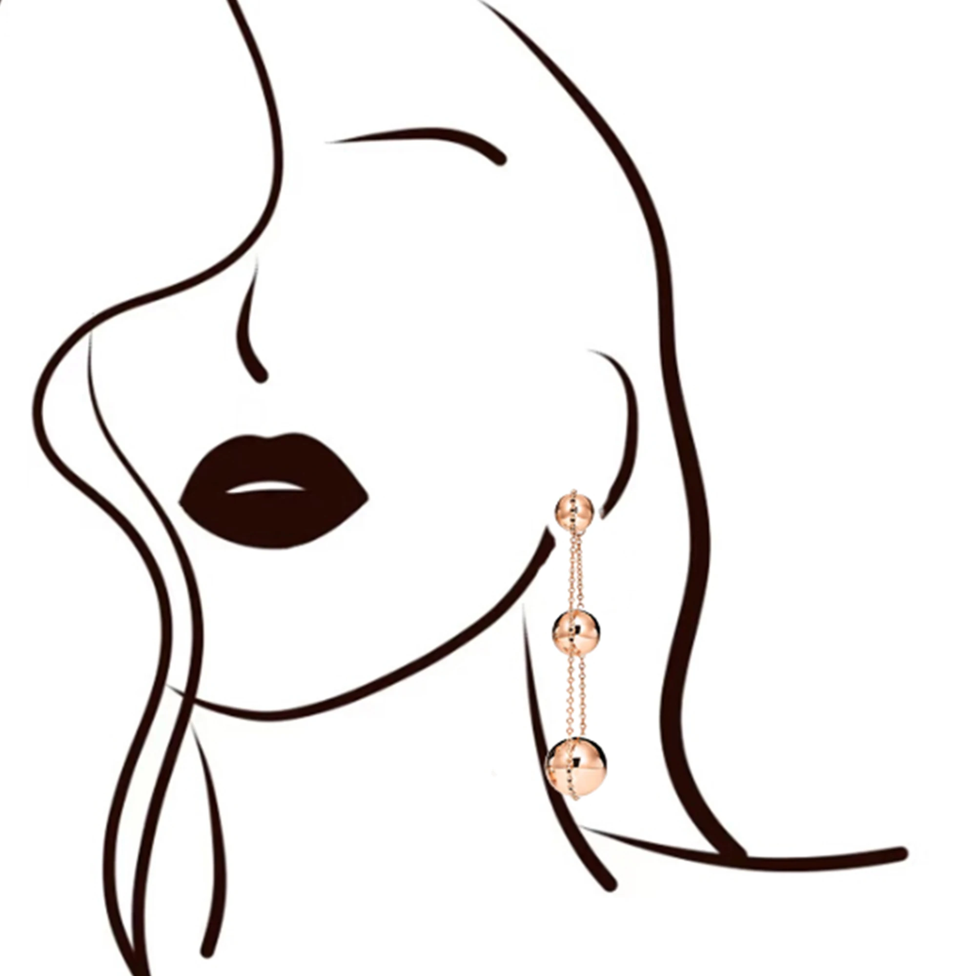 

Light luxury tassel gradient size round bead earrings made of pure silver S925 smooth and versatile earrings HardWear series