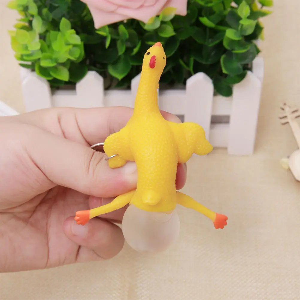 

6Pcs Yellow Chicken Shaped Keychains Funny Stylish Key Holder Creative Key Decoration April Fool's Day Gift for Kids Children