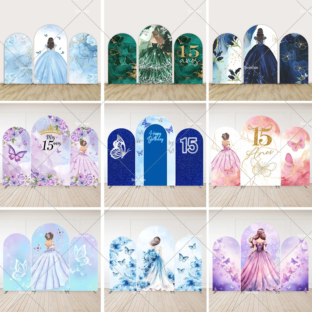 Quinceanera Dress Sweet 15th Anos Arch Wall Panels Backdrops Birthday Baby Shower Cover Arch Girls Party Decoration Background