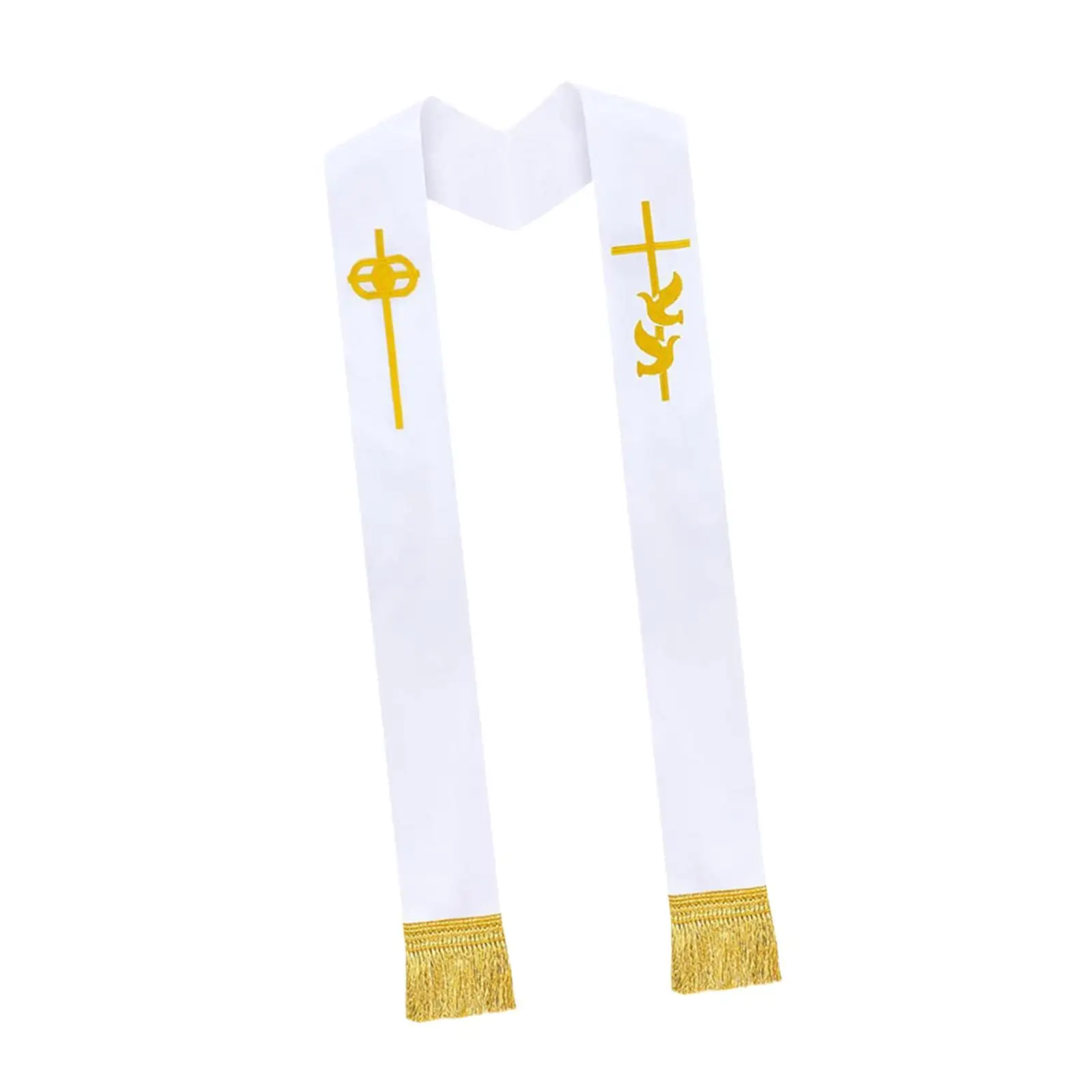 Clergy Stole Cross Tassel Detail Comfortable Fabric Shawl for Men Women Pastor Priest Church Ceremony Wedding