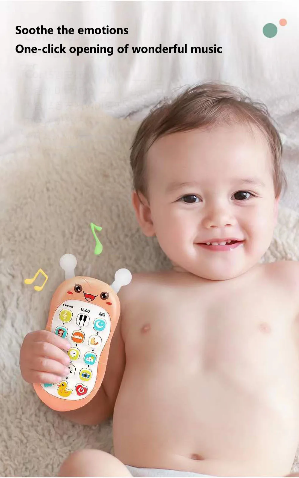Juguete de teléfono con sonido musical para bebé, juguetes de simulación de teléfono para dormir de 0 a 3 años, Educativo en inglés CN temprano, regalos para niños