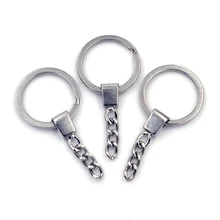 150Pcs Silver Tone Round Alloy Key Chains Key Rings Jewelry Fashion DIY Findings Wholesales 6.4x3cm