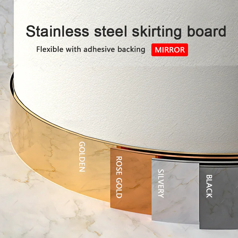 5-meter long self-adhesive ultra-thin foot line skirting line stainless steel wall cabinet shading foot metal decorative strip