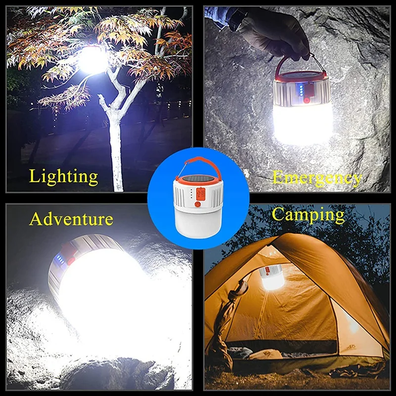 HOT-LED Solar Camping Lamp,Camping Lantern Portable Garden Tent Lamp Light Waterproof Searchlight For Night Fishing