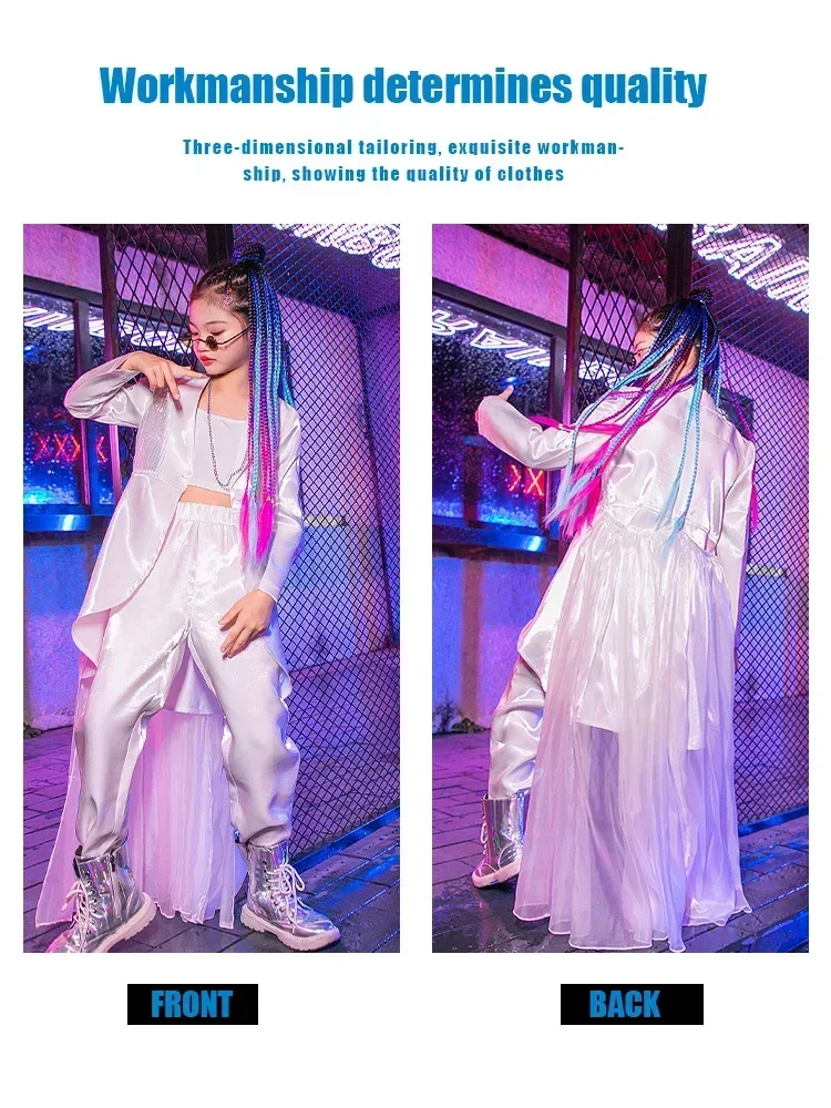 

Hip-hop Clothes Catwalk Model Performance White Suit Stage Outfits Urban Dance Girl Clothes Jazz Dress Children
