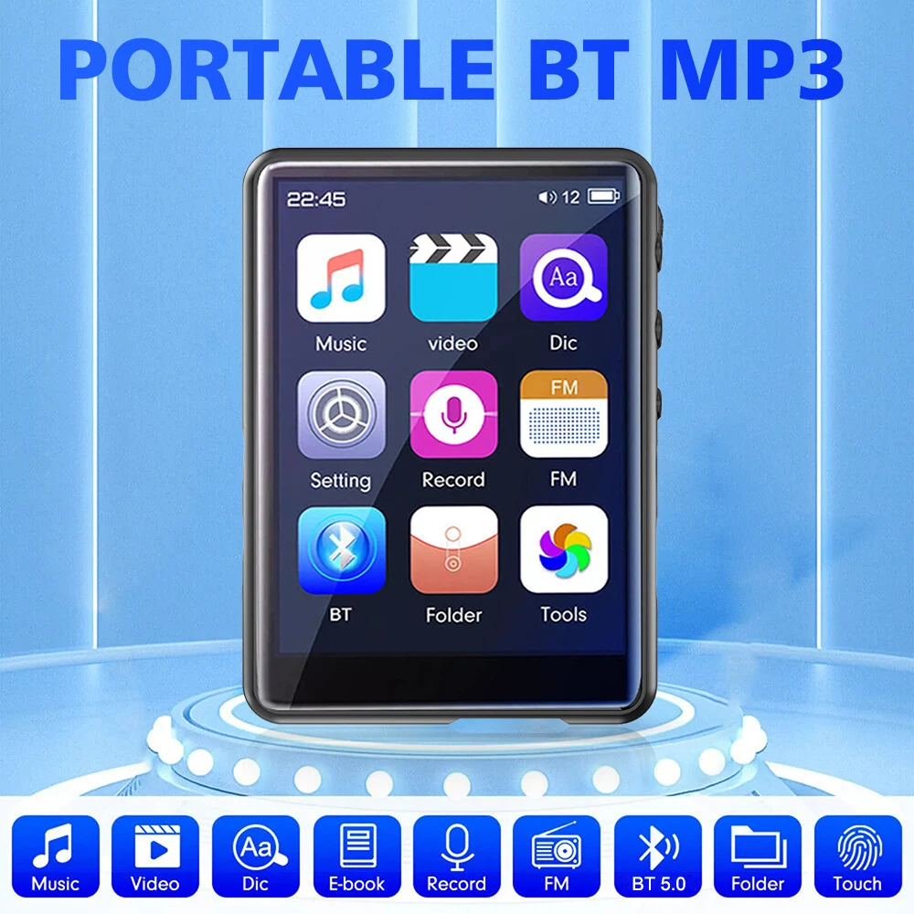 

2.4'' Touch Screen MP3 Player Bluetooth 5.0 HiFi Music Player Walkman Support FM Radio Recorder E-book Video Portable MP3 Player