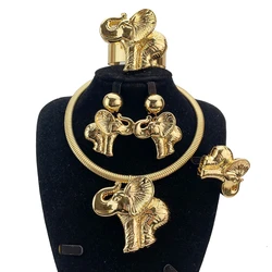 Newest Italian Gold Plated Jewelry Women's Wedding Party Banquet Dubai Big Pendant Light Weight Bold Jewelry Sets FHK21121