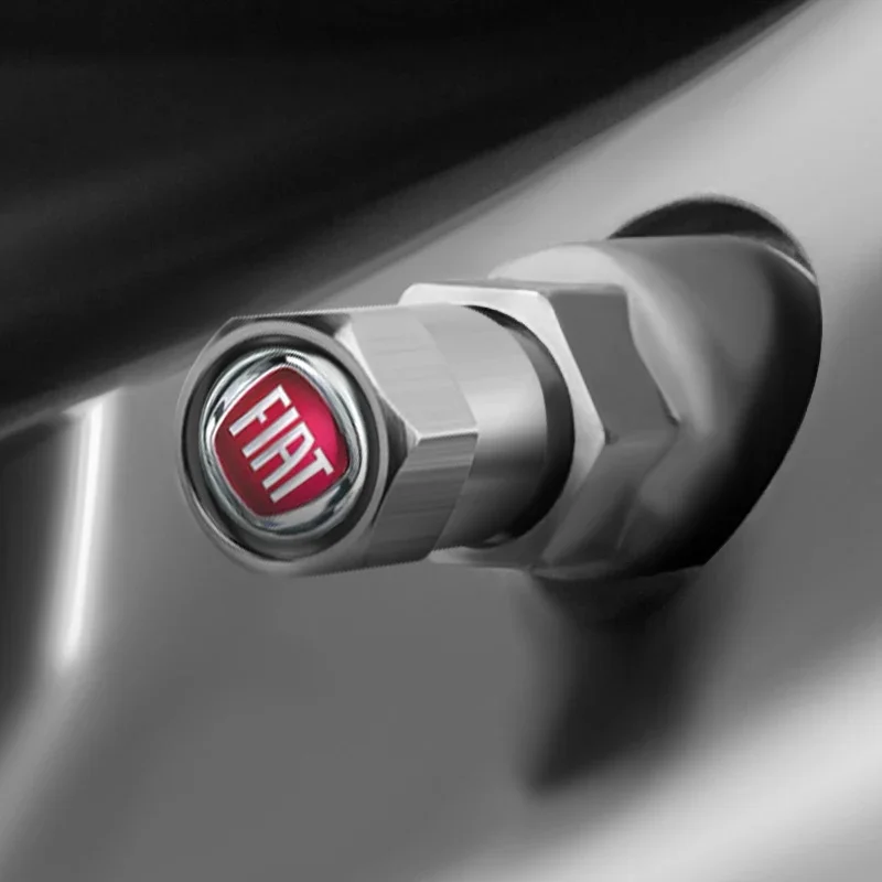 4 Tapas Metálicas Antipolvo para Válvulas de Neumático Fiat Abarth 500e Tipo 500 500x Panda Punto 500L Bravo Cronos Argo Doblo