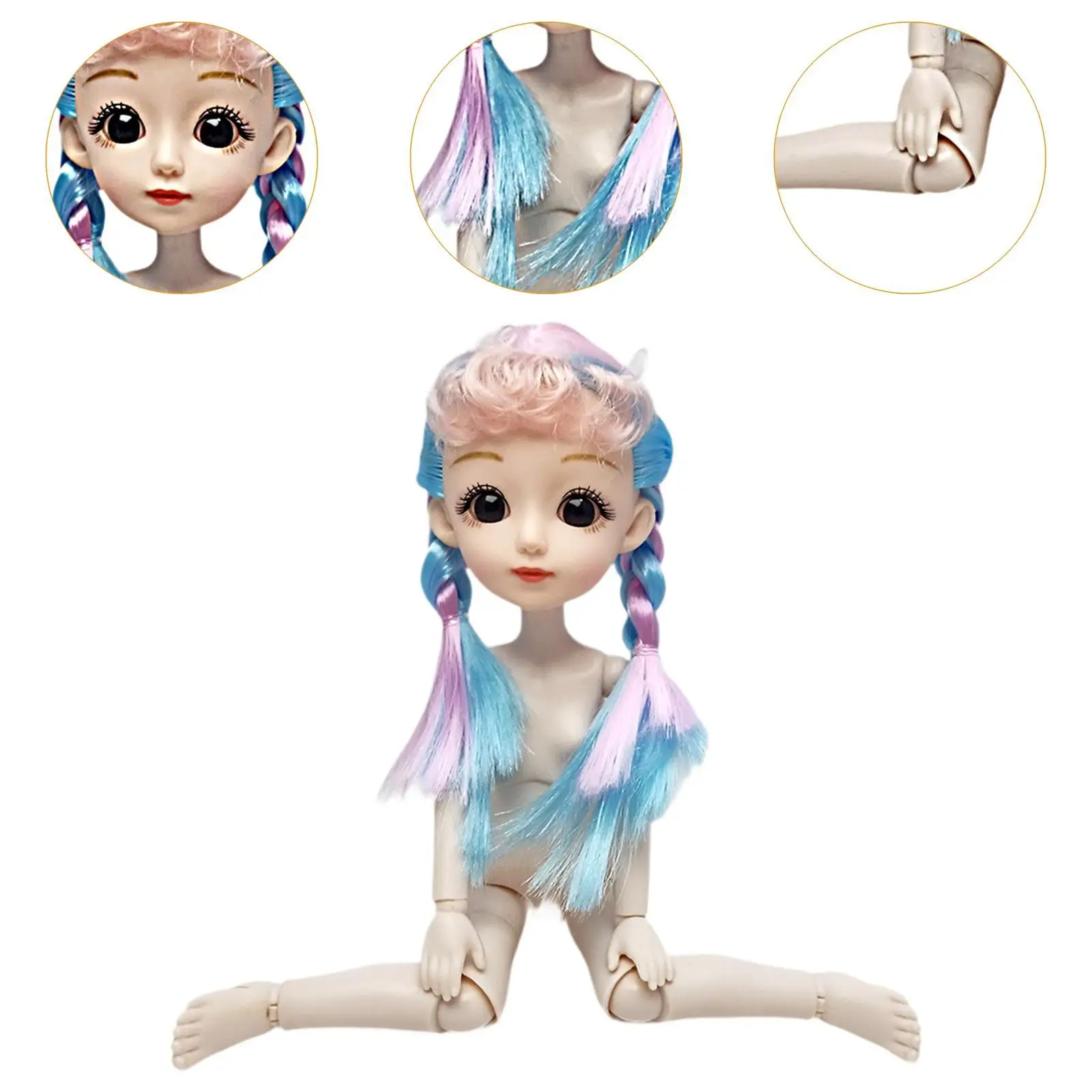 Flexible Gelenke, BJD-Puppenspielzeug, 30 cm, Vinyl, realistisch, große Augen, beweglich, nackte Mädchenpuppe, Spielset als Geburtstagsgeschenk