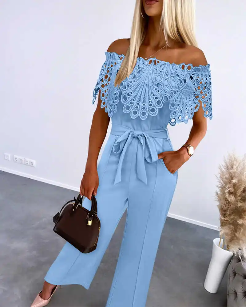 

Faionable One-oulder Color Blo Jumpsuit Pure Color One-Piece Pants Wood ain High Waist Long Pants Summer 2025