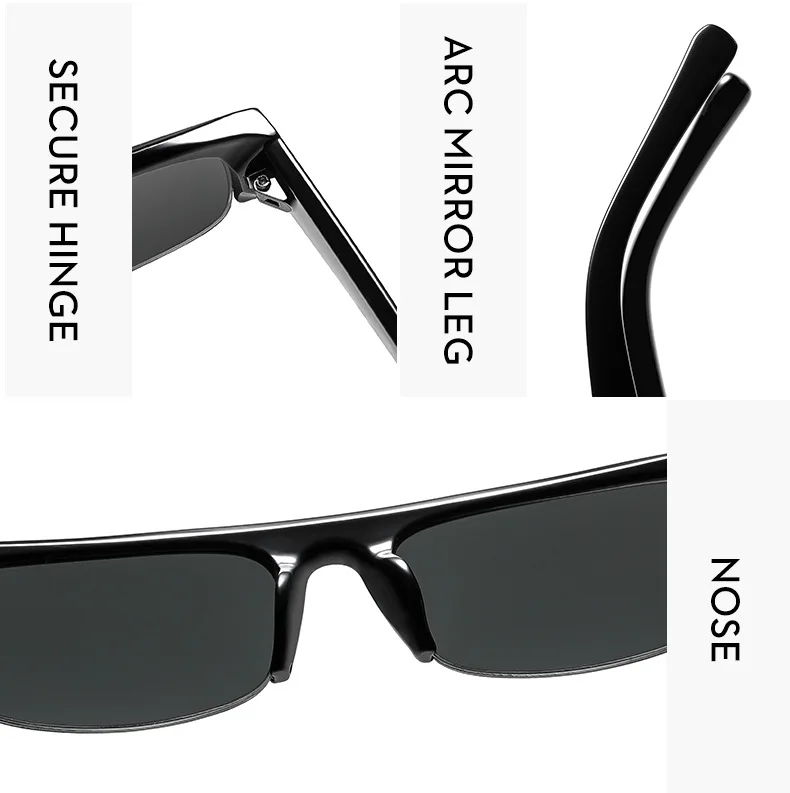 Halbrahmen-Sonnenbrille mit kleinem Rechteck und Farbverlauf für Damen, neue Vintage-Sonnenbrille in Schwarz-Rot, sexy Sonnenbrille für Damen, Fahrbrille. – Detail 18