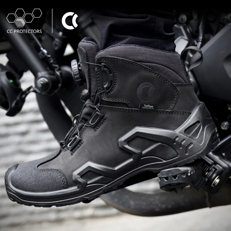 

CC Motorcycle Riding Boots Men Leather Motorbike Shoes Breathable Anti-slip Anti-fall XRD Ankle Protection Motocross Short Boots