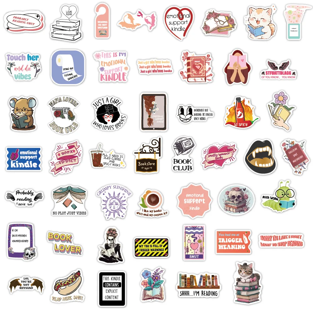 10/30/50/100PCS Pink Girl Cartoon Stickers Smutty Bookish Sticker Kindle Decals DIY Luggage Laptop Phone Car Bike Skateboard