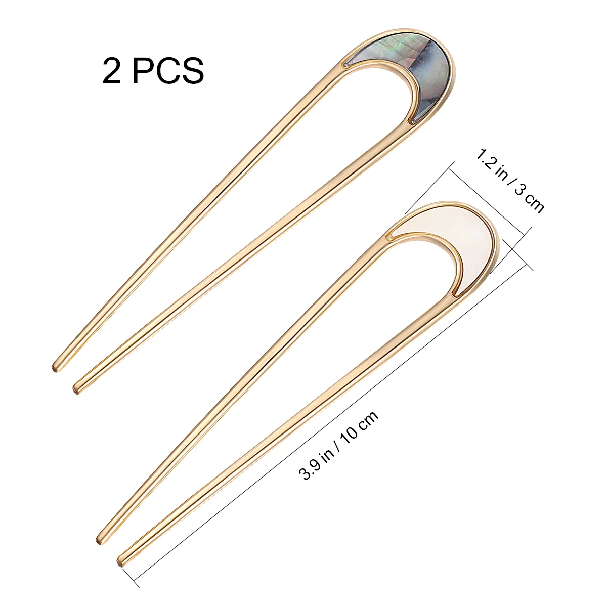 Grampos de cabelo para mulheres, U Shaped Pins Sticks, Glamorous Metal Chopsticks, Bride Hairpin