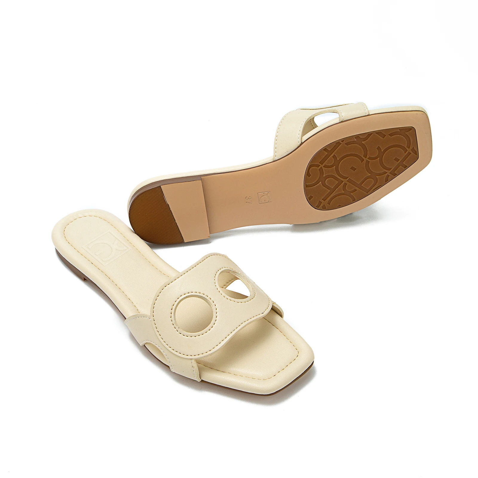 شبشب مسطح أنيق للسيدات من PG Classic، متعدد الوظائف، نمط خارجي، لون سادة، سهل الارتداء، مريح للارتداء الكاجوال