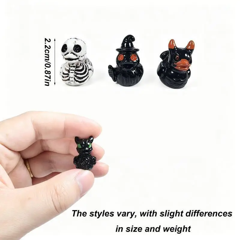 60 quirky mini resin duck figurines, incorporating devil, skull, and ghost designs, suitable for indoor desktops and patio lawns